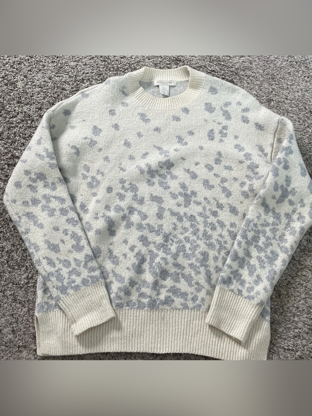 Christian Siriano New York gray & white animal print pullover soft sweater, Med